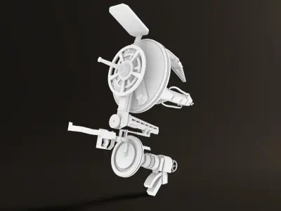 Rigged SCIFI Robot Laser Engraver Mechanical Arm 3D model