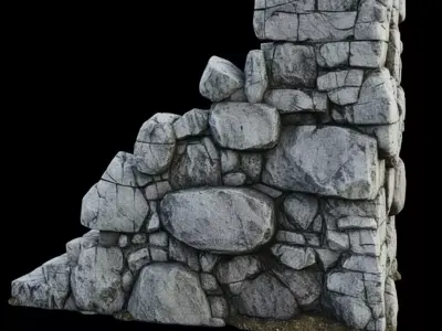 Stone Staircase 3D Ancient Rock Steps Fantasy Outdoor Scenes Low-poly 3D model