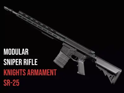 Modular sniper rifle Knights Armament SR 25 Low-poly 3D model