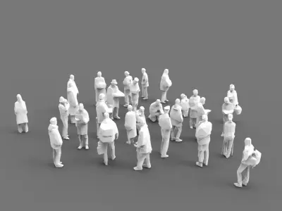Lowpoly People - 28 unique characters Low-poly 3D model