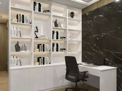 bookshelf desk combo Free 3D model