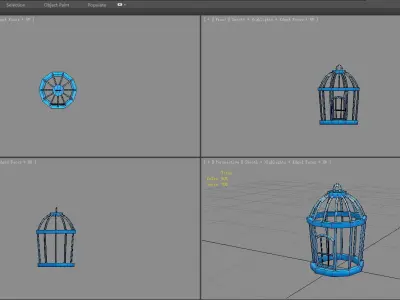 Cartoon Bird Cage Low-poly 3D model