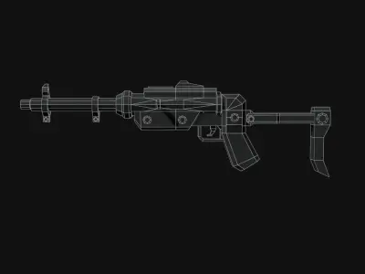  Post apocalyptic self-made sub-machinegun Low Poly style Low-poly 3D model