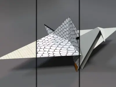 Origami Crane Low-poly 3D model