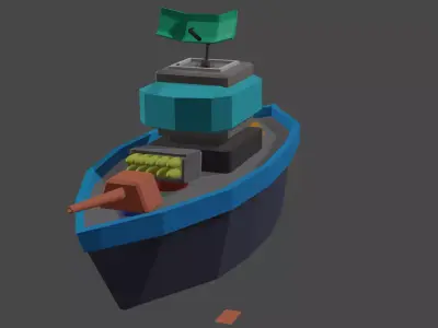 LOW POLY WARSHIP MODEL boat Free low-poly 3D model