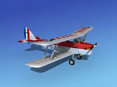 Dehavilland DH82 Tiger Moth V07 3D model