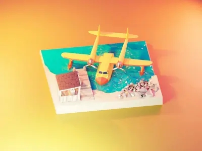 Cartoon talespin scene 3D model