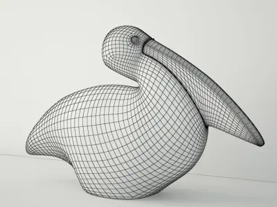 Cloisonne Pelican with Garnet Eyes 3D model
