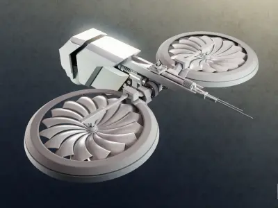 Drone spacecraft with two propellers 3D model