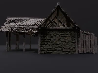 Realistic Medieval Forge Low-poly 3D model
