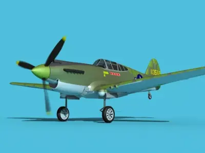 Curtiss P-40B Warhawk V12 USAAF 3D model