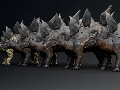 Dinosaur Stegosaurus dinosaur with spikes Low-poly 3D model