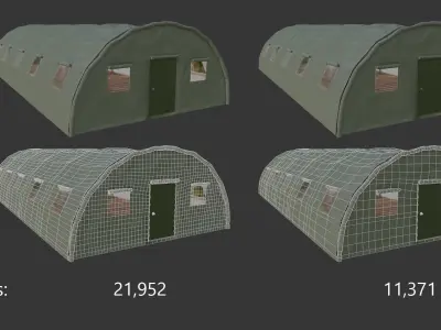 Military tent Low-poly 3D model
