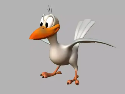 cartoon bird 3d rigged model 3D model