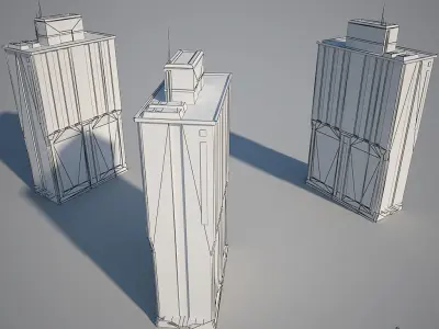 Low Poly Modern Building Set 02 3D Model Collection