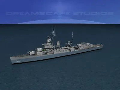 Fletcher Class Destroyer DD-499 USS Renshaw 3D model