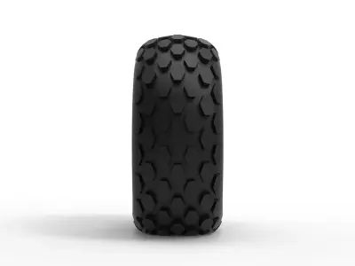 Offroad tire 28 deflated Scale 1 to 25 3D print model