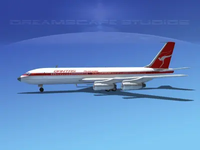 Boeing 707 Qantas 3D model