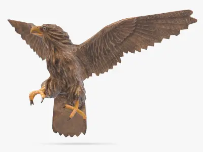 3D Wooden Eagle Sculpture Low-poly 3D model
