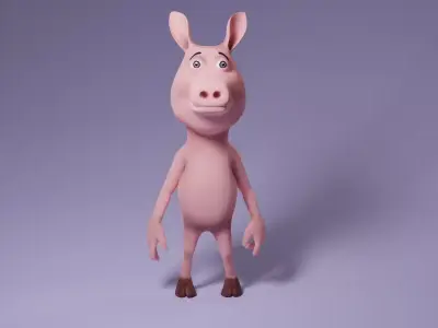 Toon Humanoid Pig Free low-poly 3D model