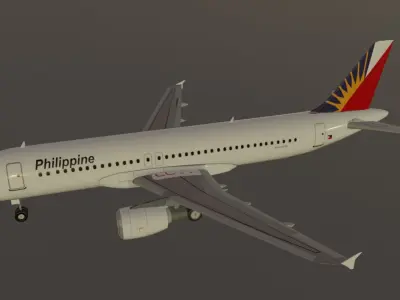 Philippine airlines airbus a320-214 low poly 3d model Low-poly 3D model
