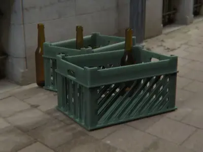 Beer crate and bottles Free 3D model