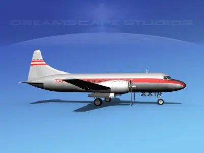 Convair CV-340  Texas Airlines 3D model