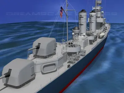 Gleaves Class Destroyer USS Cowie DD632 3D model