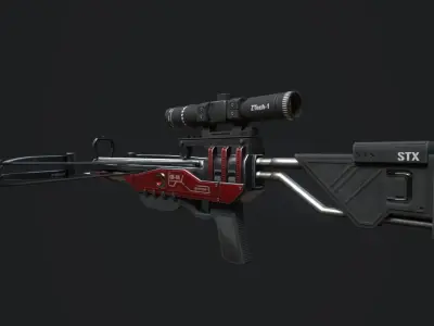 Crossbow sniper rifle Low-poly 3D model