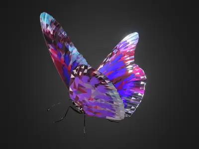 Batterfly Purple Low Polygon Art Insect Low-poly 3D model