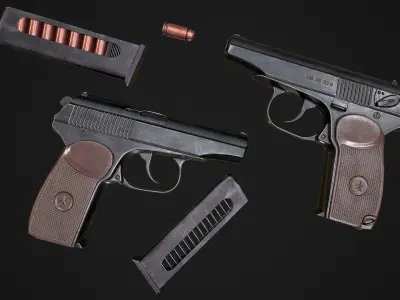 Pistol Makarov Low-poly 3D model