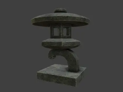 Japanese Stone Lantern 4 Low-poly 3D model