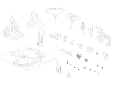 Free Demo of Low Poly Space Alien Worlds 3D Asset Pack Free low-poly 3D model