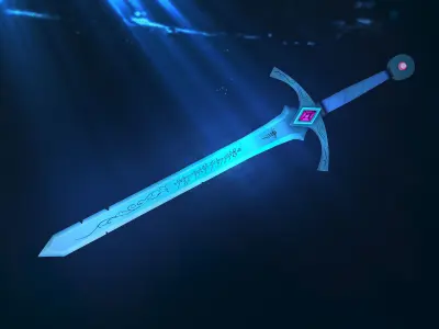 Sword with light Free low-poly 3D model