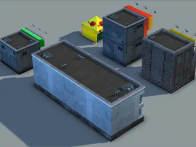 Set of Small Stores - low poly Low-poly 3D model