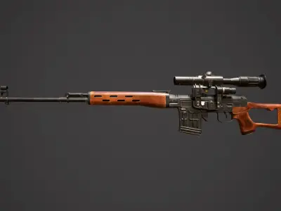 SVD - Dragunov Sniper Rifle Low-poly 3D model