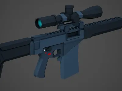 Stylized SVCh Rifle Low Poly Mobile Ready Low-poly 3D model