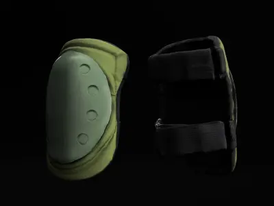 Military knee khaki pads 06 Low-poly 3D model
