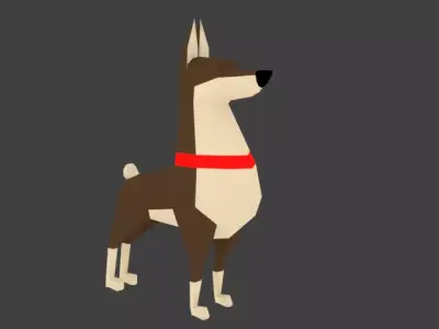 dog lowpoly game Low-poly 3D model