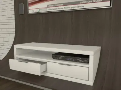 tv shelf with accessories Free 3D model