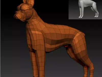 3D BOXER DOG-LOWPOLY Low-poly 3D model