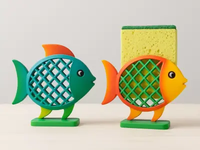 Ornamental fish loofah holder - kitchen decor 3D print model