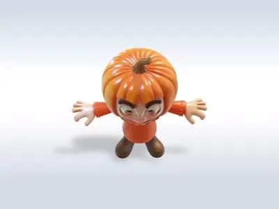Cheerful Pumpkin Boy Halloween Character 3D model 7
