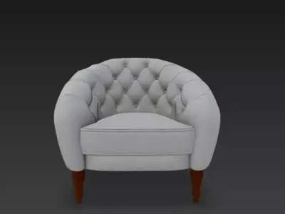 Modern Tufted Barrel Armchair Free 3D model