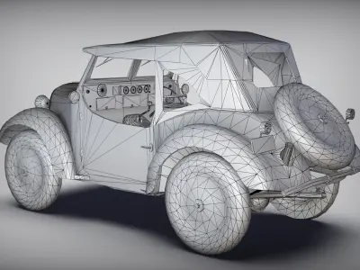 Game-Ready Japanese scout car Type 95 Low-poly 3D model