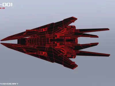 Scifi Hovercraft Low-poly 3D model