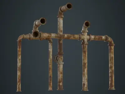 Industrial Pipes 2D Low-poly 3D model