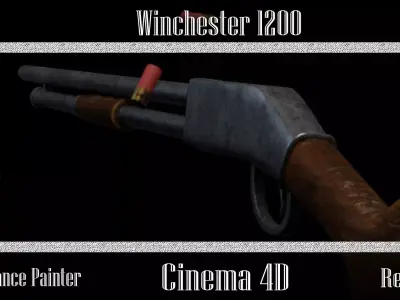 Shotgun Whinchester 1200 defender Low-poly 3D model