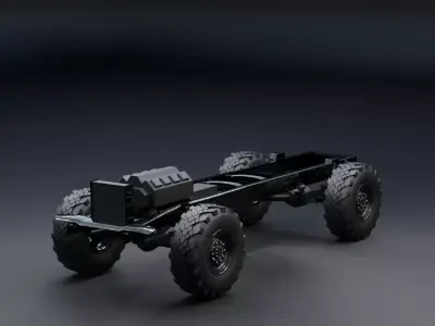 Rigged 4x4 Off Road Truck Chassis Frame Vehicle Platform Low-poly 3D model