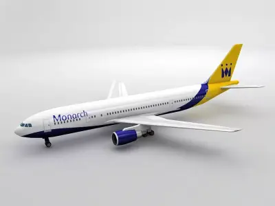 Airbus A300-600 Airliner - Monarch Low-poly 3D model